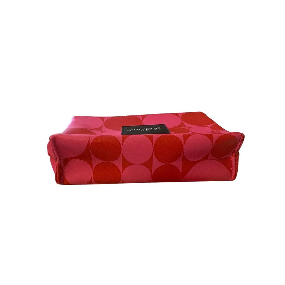 Shiseido Red & Pink Geometric Wristlet Zippered Pouch With Black Accent - Picture 2 of 4